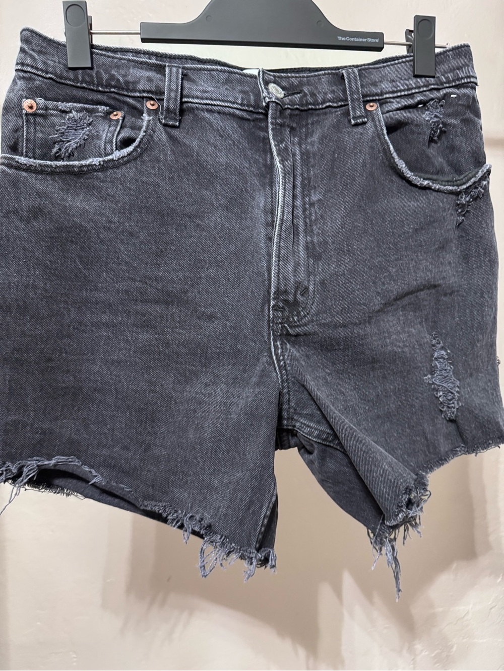 Abercrombie & Fitch Charcoal Distressed Denim Cutoffs - Picture 7 of 13
